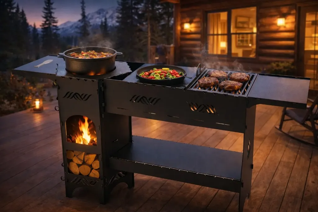 Multifunctional Grill with Cauldron Support - 3 mm Steel