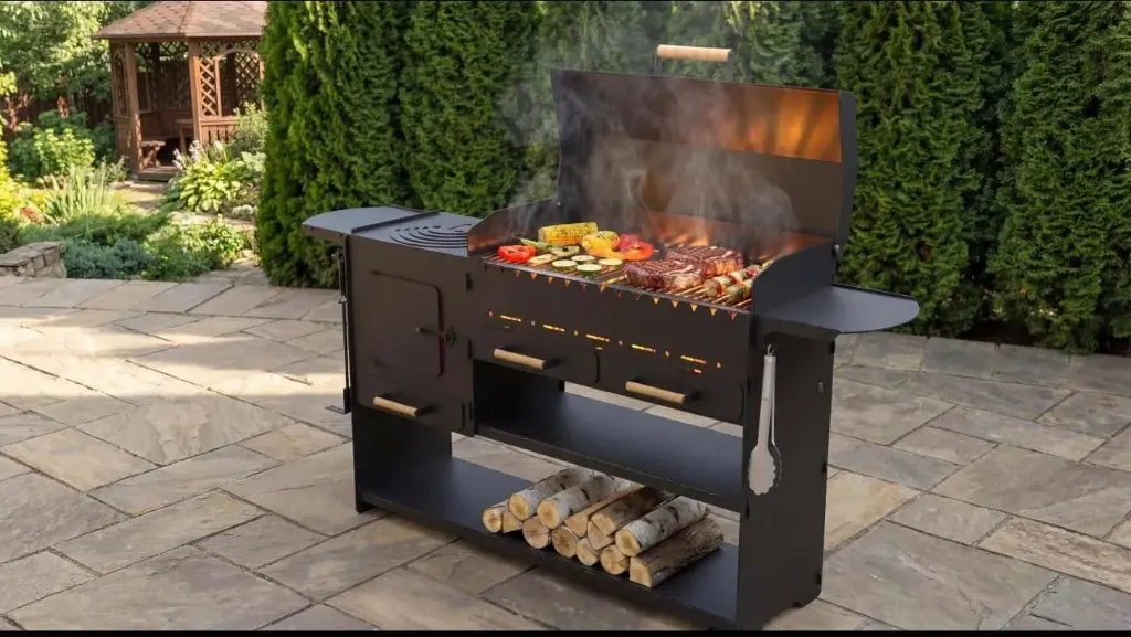 Multifunctional Grill "Supreme" – With side oven and cauldron support – 3 mm Steel