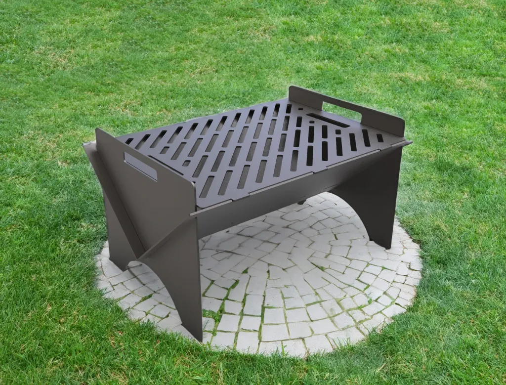 Grătar portabil de picnic, demontabil, oțel gros 3mm, compact și stabil
