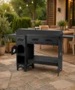 Multifunctional Grill with Cauldron Support - PRO, with lid and door Steel 3 mm