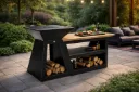 Grill with 10 mm Plate, Wooden Top and Storage Space  "Master Chef Grill & Plate"