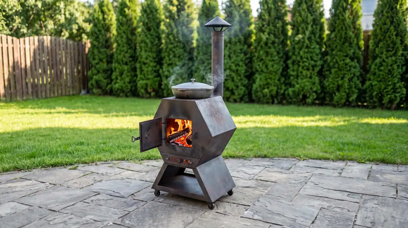 Sobă Outdoor Modulară cu Plită și Horn – Oțel 3 mm