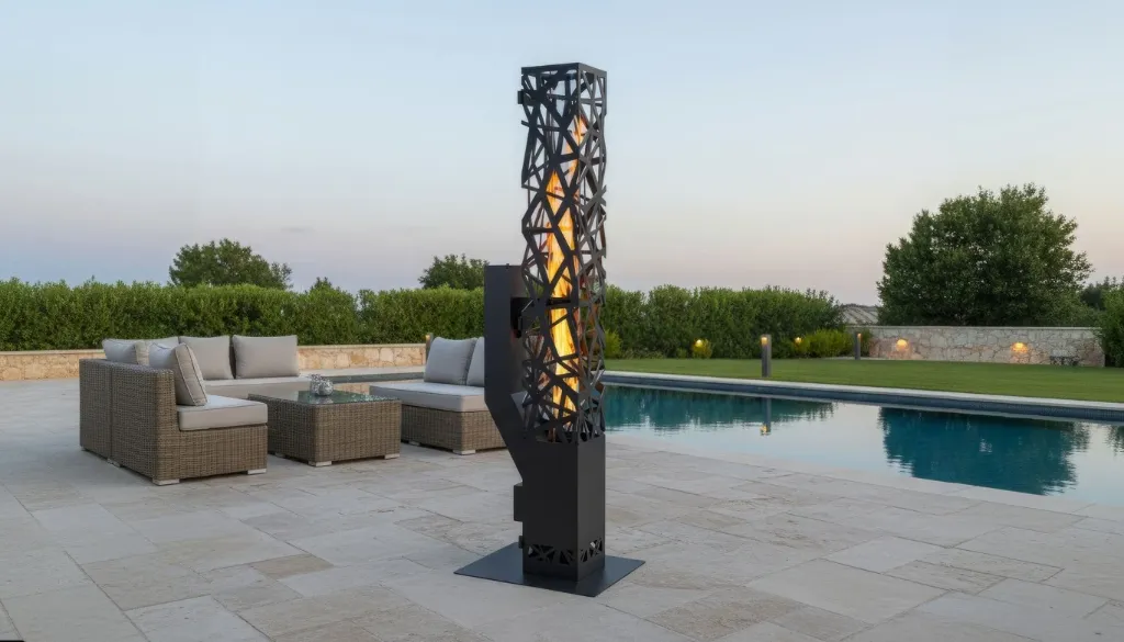 Sobă pe Peleți cu Tub de Sticlă 150 cm – Tower Flame Art