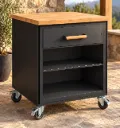 Dulap modular LINEA cu rafturi deschise și blat din lemn – 60 × 60 cm