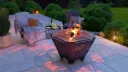 Garden Fire Pit with Removable Grill, Diameter 80 cm, Floral Model - 3mm steel