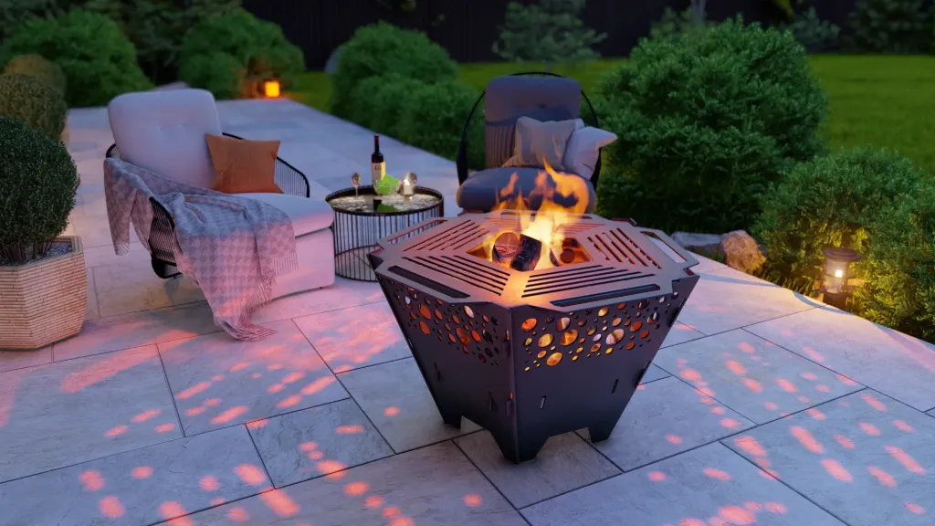 Garden Fire Pit with Removable Grill, Diameter 80 cm, Circle Model - 3mm steel